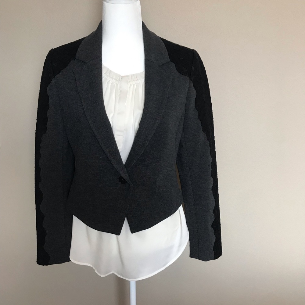 Ann Taylor Crop blazer with lace sleeves